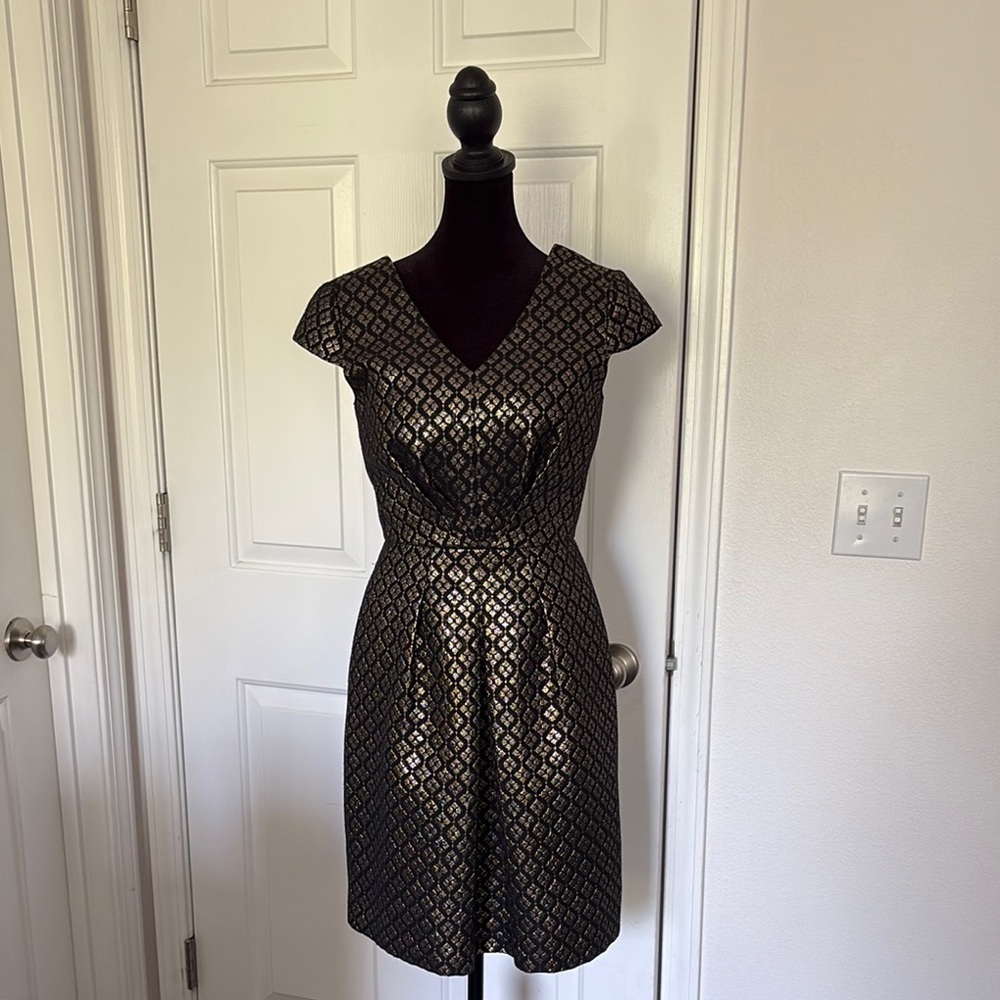 Cremieux Metallic Gold and Black Evening Dress